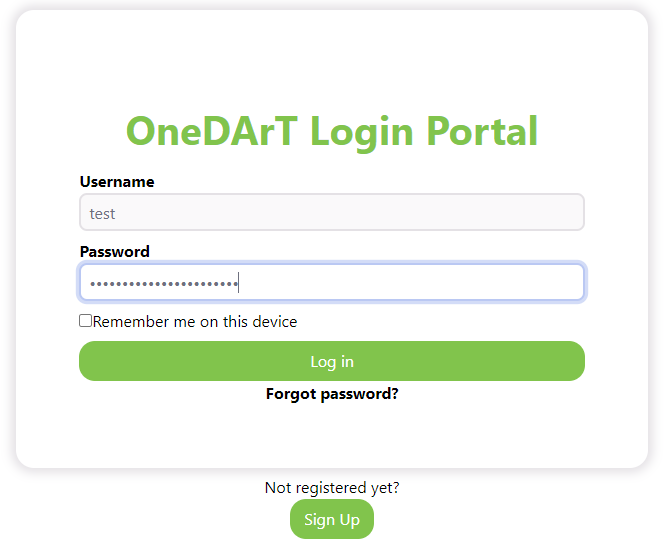 Login page